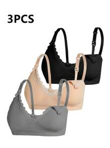 BloomMama Set de 3 sujetadores de lactancia sin costuras y de unicolor para embarazadas