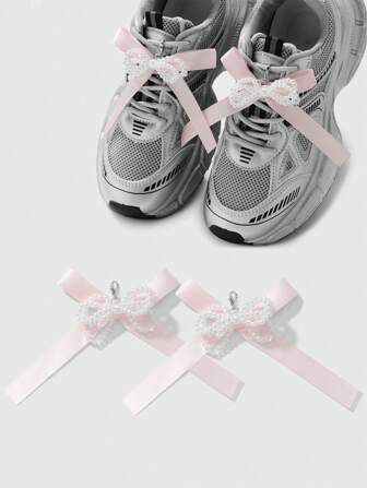 Kawaii 2 pezzi di fermagli/decorazioni per scarpe fatti a mano minimalisti con perle bianche e aspetto di cristallo a fiocco, set di accessori versatili alla moda, adatti per le donne per uso quotidiano o come regalo