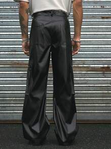 AXEPEAK Fashionable Wide-Leg Long Pants For Men, Fall - Black - View 2