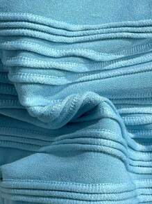 Swim Vcay 2件套纹理纯色贝壳丝带装饰吊带比基尼套装 - 藍色 - 查看 6