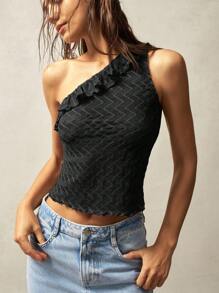 Bohemela Top sin mangas ajustado de punto de unicolor estilo bohemio con hombros descubiertos para vacaciones de verano para mujeres
