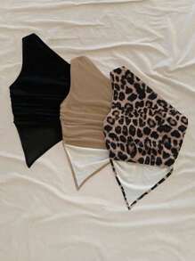 Soleia 女士时尚不对称下摆单肩上衣，夏季 - 彩色 - 查看 2