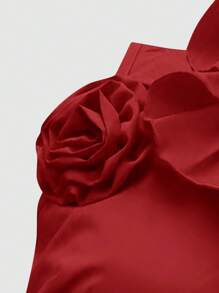 SHEIN Clasi Blusa sin mangas de unicolor con botones frontales y cuello de encaje, para el verano