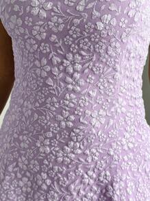 Elenzga Đầm midi cổ tròn họa tiết hoa dập nổi cỡ lớn cho nữ, trang phục đi nghỉ/hẹn hò thanh lịch - Màu tím - Xem 7