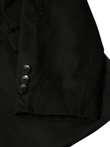 Calvornis 男士纯色斑驳翻领长袖西装外套和裤子商务旅行两件套 - 黑色 - 查看 7