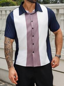 Manfinity Homme Camisa de manga corta para hombre de talla grande, moda apropiada para el verano - Multicolor - Ver 4
