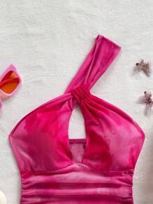 Soleia Blusa con hombro descubierto, espalda abierta y degradado para mujer, adecuada para vacaciones, festivales de música, estilo bohemio, reuniones y tardes de té - Marrón - Ver 7