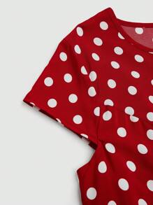 Sunspun 大码浪漫红色圆点连衣裙 - 彩色 - 查看 3