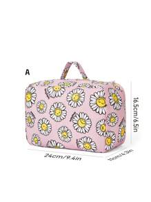 SmileyWorld® | SHEIN Cute Smiling Face Daisy Printed Polyester Travel Storage Bag, Mesh Surface, Classified Storage, Multiple Sizes To Choose From, Suitable For Various Bag Sizes, Very Suitable For Short Trips, Long Trips, Daily Home Storage And Other Scenarios, Suitable For Boys, Girls, Men, Women And Students