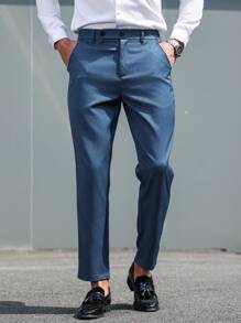 Manfinity Mode 大码男士纯色直筒休闲西装裤，带口袋，非常适合情侣，也是送给男朋友或丈夫的绝佳礼物。