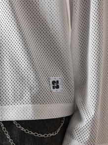 SUMWON Mesh Long Sleeve Athletic Sports T-Shirt Performance Running Training Gym Basketball Workout Top Breathable Layer Active Sportswear Casual Unisex Streetwear