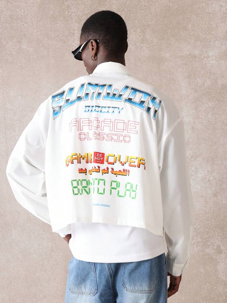 아케이드 레트로 게임 픽셀 프린트 긴팔 셔츠