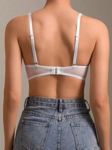 SHEIN White Lace Underwire Comfortable Lingerie Bra - White - View 2