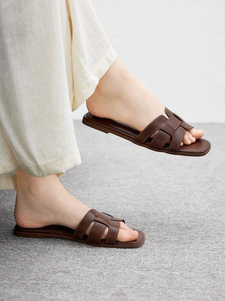 CUCCOO BIZCHIC 舒适简约百搭女士平底凉鞋 - 咖啡棕 - 查看 7