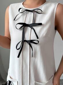 SHEIN Clasi Abito midi da donna elegante, romantico e dolce con fiocco, adatto per vacanze, appuntamenti e nuova stagione scolastica