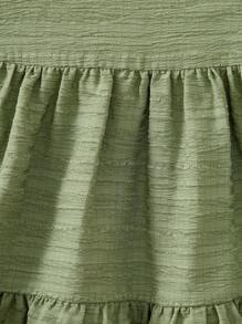 SHEIN Vestido corto holgado con textura de tirantes sueltos en verde, adecuado para vacaciones de verano para bebé niña
