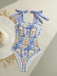 Soleia 1 件女士花卉印花连体泳衣，适合度假和海滩 - 彩色 - 查看 5