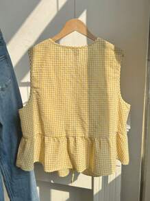 Comfortcana 格子无袖大码衬衫背心