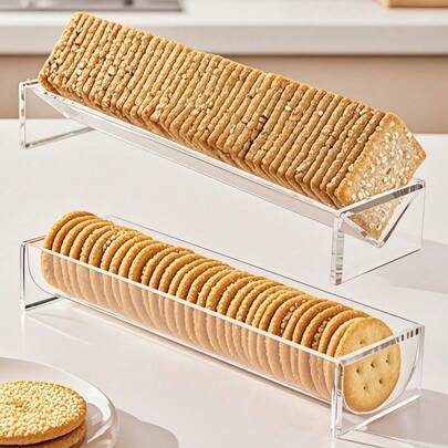 批发简欧式亚克力长方形托盘用于餐厅甜品饼干储存以及水果食物展示架