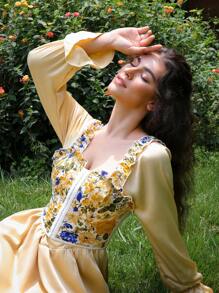 SHEIN 1件女士花卉提花无钢圈性感文胸 - 彩色 - 查看 5