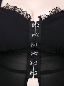 ROMWE Goth Cárdigan de playa de gasa con parches de encaje transparente, estilo gótico, tallas grandes, para verano