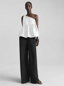 Ontre 2025新款女士无袖纯色简约时尚背心，适合夏季穿着，波西米亚风格，度假休闲，吊带设计，蝴蝶结抽绳，商务休闲女装，海滩度假生日派对，女教师制服，白色女式度假/商务休闲背心 - 白色 - 查看 5