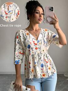 SHEIN Clasi 女士夏季度假花卉印花衬衫