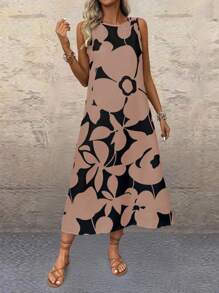 SHEIN LUNE Đầm Maxi Không Tay In Hình Dáng Rộng Cho Nữ - Nhiều màu - Xem 5