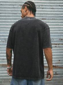 AXEPEAK Camiseta de manga corta con cuello redondo de hombre holgada y de punto en estilo sencillo y desgarrado, para amigos, moda, salir, verano, estilo urbano