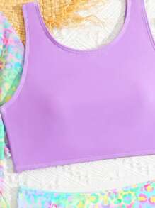 Tween Girls Random Print 3 PiecesTankini/Swimsuit Young Girl Summer Outfits Young Girls Sets Summer Clothes Set Summer Sets For Girls Summer Girls Sets - Multicolor - View 5