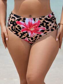 Swim Vcay Spring Break New Leopard Print Drawstring Design Women's Swimsuit Bottom, Summer Beach Vacation - Multicolor - View 2