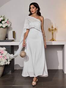 Modelyn Women's Long Elegant Sequined Embroidered Reversible Dress - White - View 4