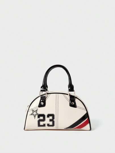 SHECARRY 女士手提包，PU，皮革，秋季，冬季，学院，学校，假日，街头风格，运动，过夜，约会，Y2K，甜美，酷炫，街头，运动，学院 23 篮球，图案印花