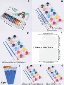 SHEIN 1 Set Vernici acriliche Set di pittura ad acquarello da 12 colori, adatto per disegni fatti a mano, pittura, graffiti e lavaggio, ideale per studenti d'arte, forniture per ufficio e studio e articoli per il ritorno a scuola