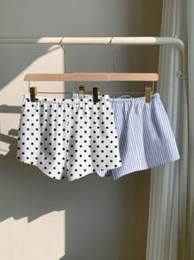 Comfortcana 2pcs Women Casual Button, Knotted Shorts Set, Suitable For Summer Suitable For Going Out - Multicolor - View 2