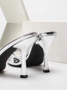 CUCCOO SZL Women's Fashion Simple Silver High Heel Sandals, Summer For Christmas - Silver - View 2