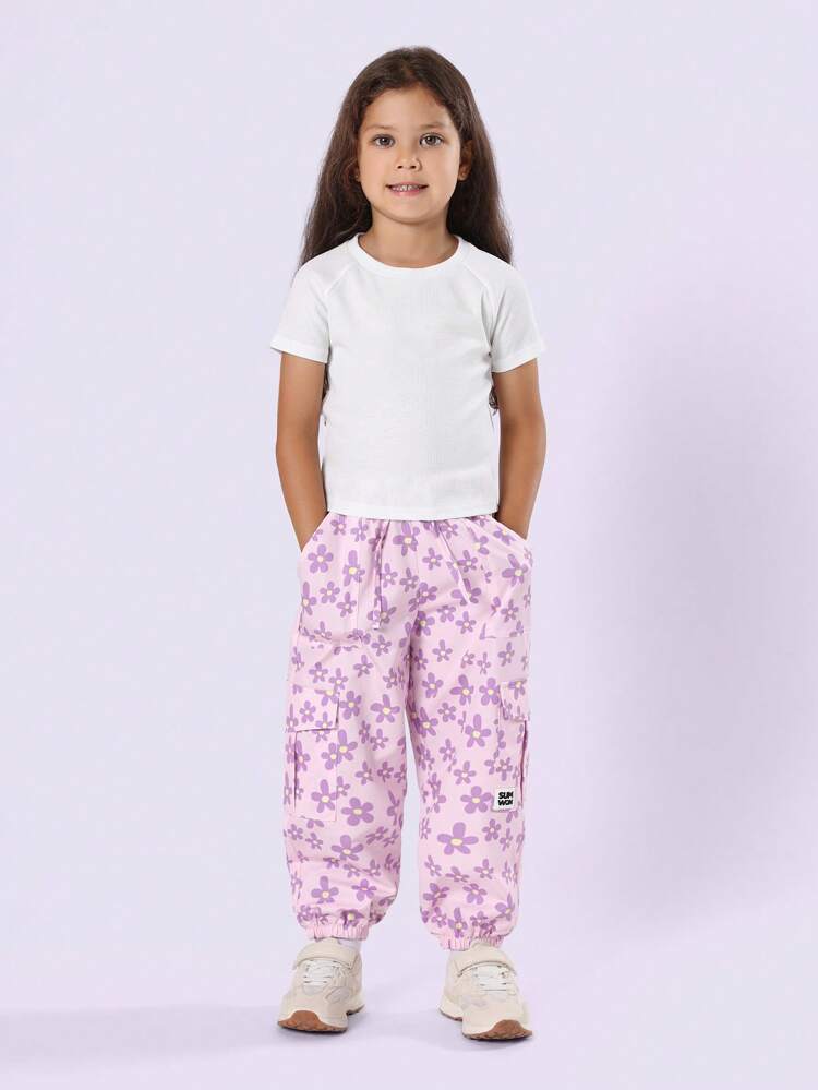 Ribbed Baby Tee Floral Cargo Set