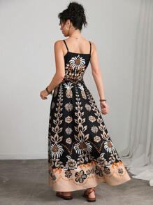 Modelyn Abito lungo da donna casual con stampa e bretelle, adatto per le vacanze - Multicolore - Visualizzare 6