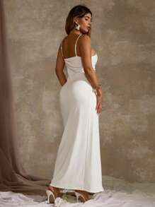 Roveilla Abito elegante con decorazione a bretelle per donne taglia curvy
