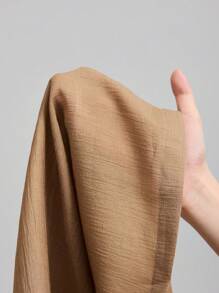 Ontre 女士棕色丝绸混纺半透明轻薄夏季阔腿宽松休闲裤，都市时尚时尚裤子，适合教师