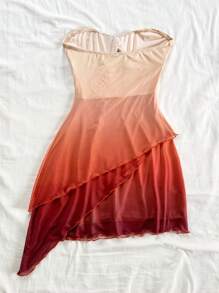 Soleia Damen asymmetrisches Midi-Kleid mit Metall-Dekor und Raffung, geeignet für Dates, Strandparties, Seeseite und andere Anlässe - Verschiedenfarbig - Übersicht 2