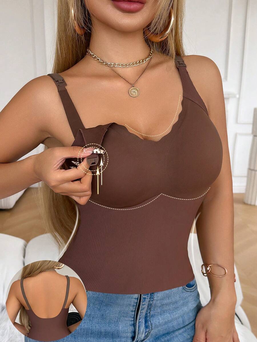 Moonlight&Mama Solid Color Breastfeeding Nursing Undershirt (Postpartum) Seamless