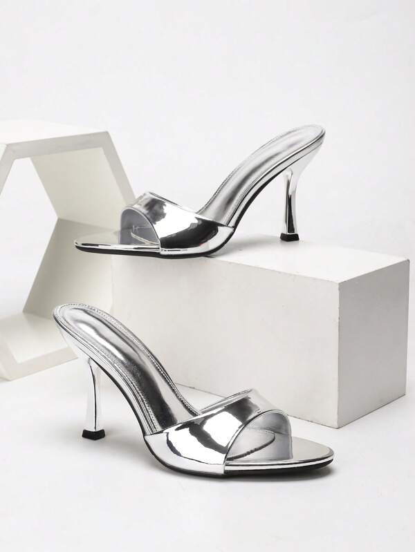 CUCCOO SZL Women's Fashion Simple Silver High Heel Sandals, Summer