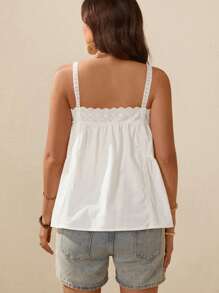 Boho Mama Maternity Women Cami Top & Camisole, Solid Color, Fashionable For Summer Summer Outfits For Women - White - View 2