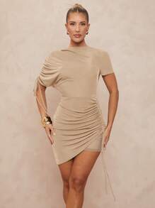 Lumalex Premium Party/Spring Festival/Wedding Mini Dress For Women - Khaki - View 5