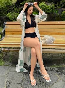 DAZY Women's 1-Piece Beach Cover-Up Top, Tropical Leaf Print, Suitable For Spring/Summer - Green - View 1