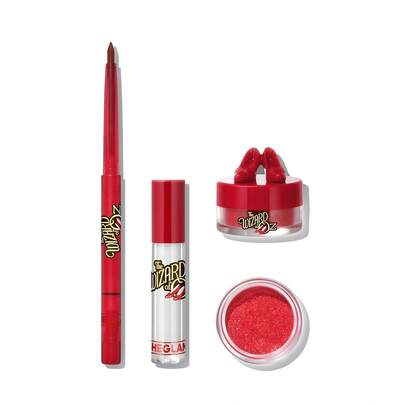 The Wizard of OZ™ | SHEGLAM Ruby Slippers™ Glitter Lip Kit Lip Combo Brand Beauty Makeup Face Paint Cosmetic For Women Girls Perfect For Spring Summer Ideal For Y2K Fancy Fashion Suitable For Birthday Mother'S Day Gift Rave Party Ready Best Color