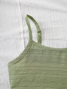 SHEIN Vestido corto holgado con textura de tirantes sueltos en verde, adecuado para vacaciones de verano para bebé niña