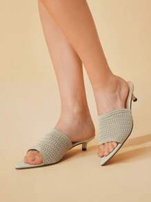 CUCCOO BASICS Pointed Toe Stiletto High Heel Women Sandals, Versatile - Green - View 1