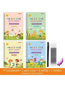 1 pieza, Libro de práctica de escritura, Ritmo en inglés, Libro de práctica mágica, Cuaderno, Literatura infantil, Aprendizaje, Números, Letras, Carta del alfabeto, Regalo de caligrafía, Escuela, Estudiante, Útiles escolares, Escuela infantil, Aprendizaje del inglés, Escritura en inglés